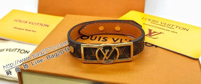 Louis Vuitton新款飾品 路易威登老花皮手鐲 LV牛皮字母可逆手鐲手環  zglv2100